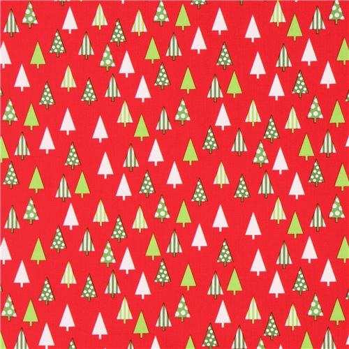 red Robert Kaufman fabric cute colorful Christmas tree Jingle 4 - modeS4u