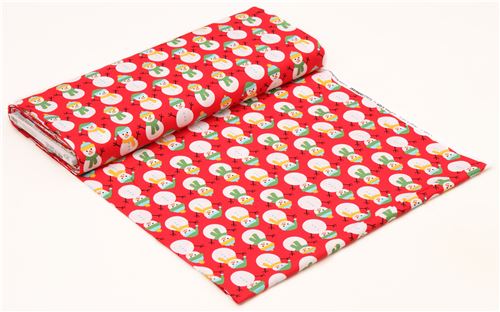 red Robert Kaufman fabric cute snowman hat scarf Jingle 4 by Robert ...