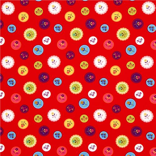 red Robert Kaufman fabric with many florets 2