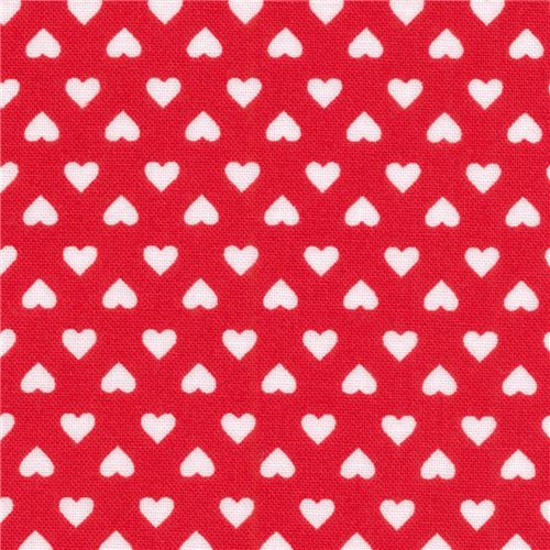 red Robert Kaufman mini white heart fabric Sevenberry Classiques - modeS4u