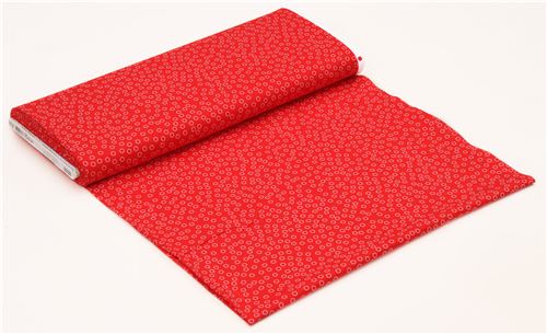 red Robert Kaufman small white ring circle fabric - Dots, Stripes ...