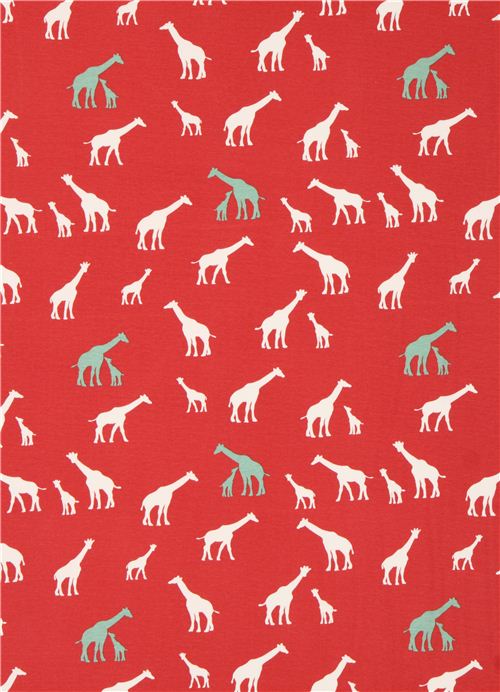 red 'Serengeti' giraffe birch knit organic fabric from the USA 3