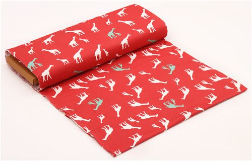 red 'Serengeti' giraffe birch knit organic fabric from the USA 4