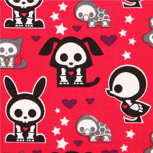 red Skelanimals animal skeleton fabric star heart USA 1