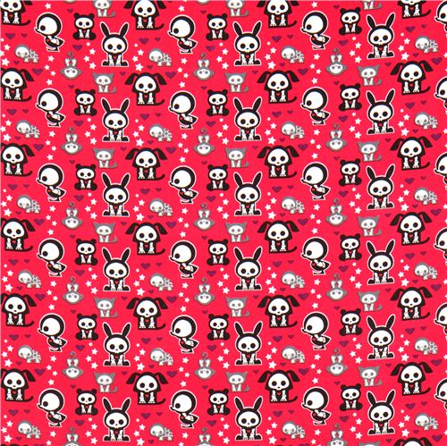 red Skelanimals animal skeleton fabric star heart USA 2