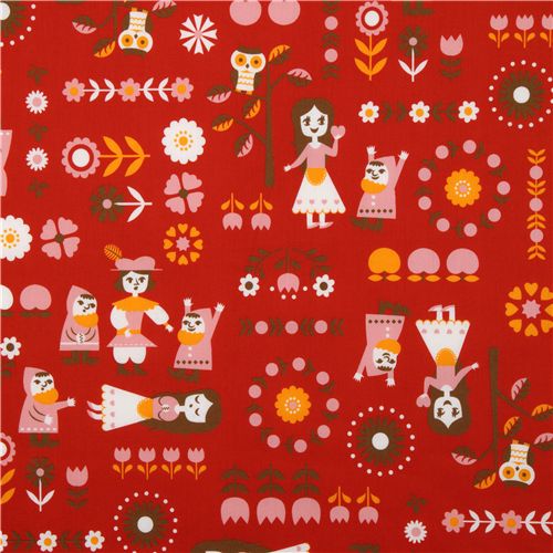 red Snow-white fabric Kokka Japan 2