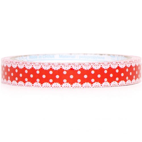 red Sticky Tape with white polka dots & laces modeS4u