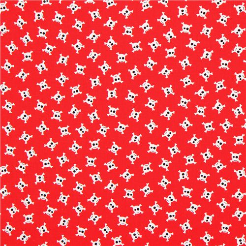 red Timeless Treasures mini skull fabric 2