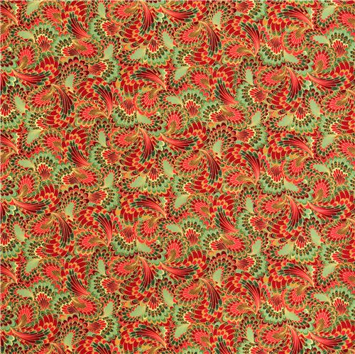 rot-grner Flgel Stoff Timeless Treasures Palazzo Blue 4