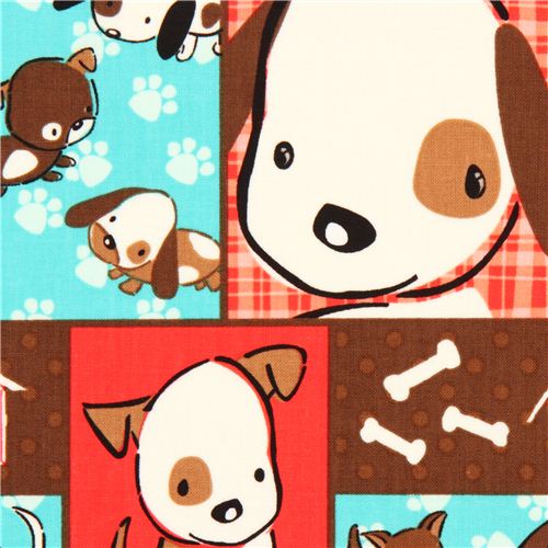 red animal fabric dog paw Camelot from Canada checked 1