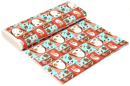 red animal fabric dog paw Camelot from Canada checked 3