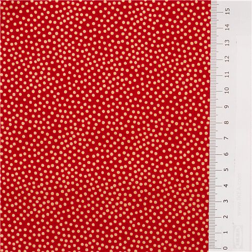 Red/Gold Polka Dots Blend Novelty Fabric