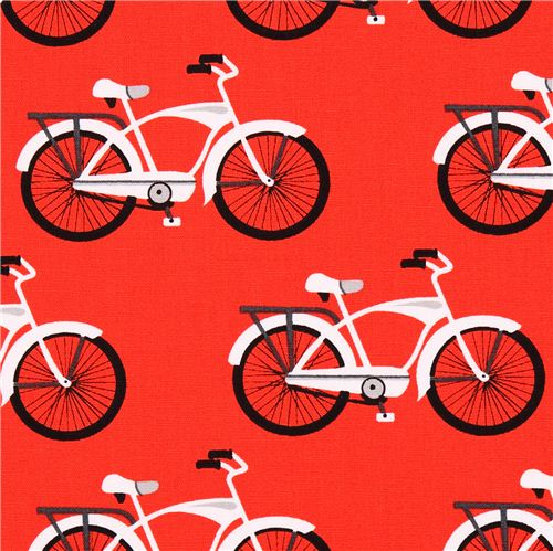 red bike fabric par Robert Kaufman Gnome Living 1