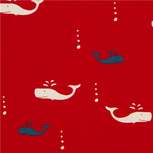 red birch whale organic fabric Whale Watch Fabric