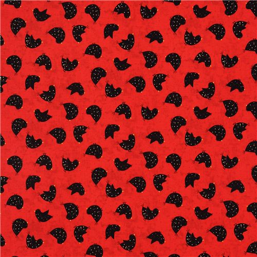 red bird animal fabric Clothworks Fresh Eggs Animal Fabric Fabric