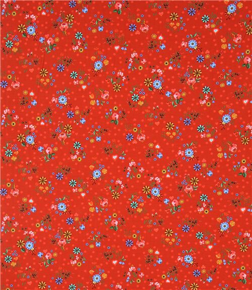 red-brown Robert Kaufman colorful flower knit fabric - modeS4u
