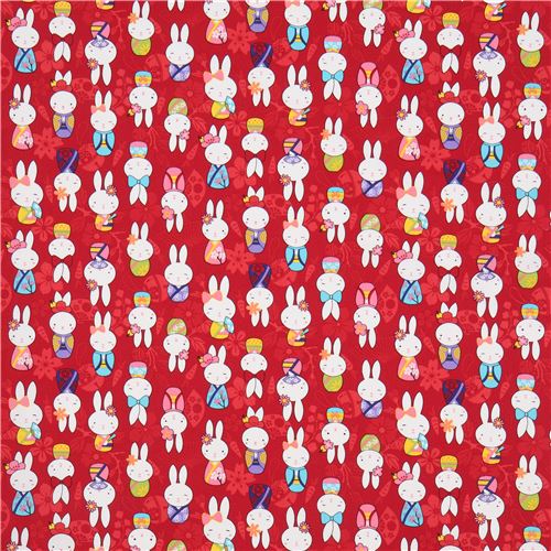 red bunny rabbit fabric by Trans-Pacific Textiles - modeS4u