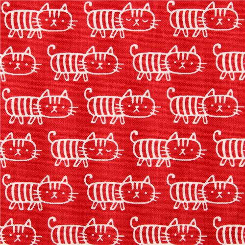 roter Katzen Canvas Stoff Kokka Japan 2