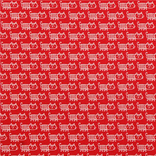 roter Katzen Canvas Stoff Kokka Japan 3