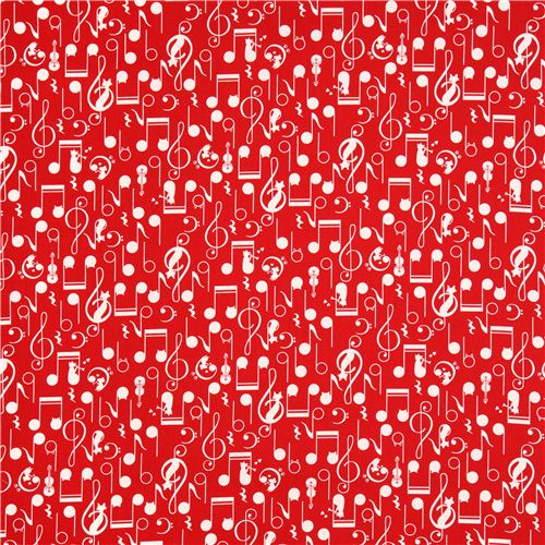 red cat music mouse note animal oxford fabric from Japan Fabric by ...