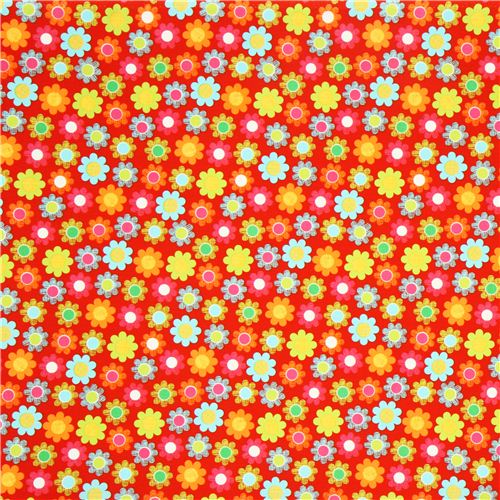 red cute flower fabric par Michael Miller USA 2
