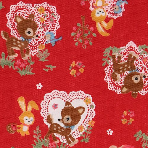 red deer squirrel bunny Kokka linen fabric 1