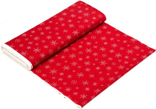 red designer Christmas fabric with white snowflakes Fabric by Timeless ...