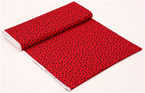 red designer fabric with black paw prints dog 4
