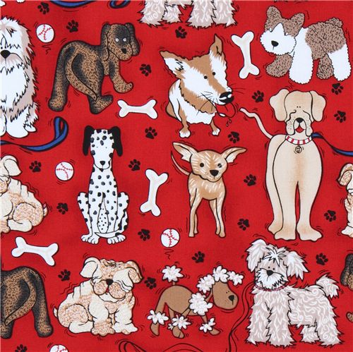 roter Hunde Stoff Ball Robert Kaufman USA Designer 1