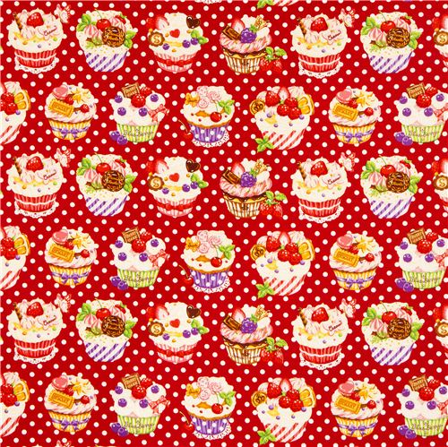 red dotted Cupcake fabric by Cosmo from Japan 2
