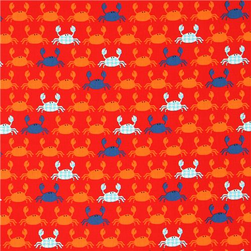red fabric with crabs by Robert Kaufman from the USA 2
