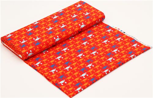 red fabric with crabs by Robert Kaufman from the USA 3