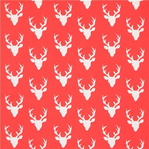Fat Quarter (50 x 54 cm) - red fabric with deer stag animal by Art Gallery Fabrics 2