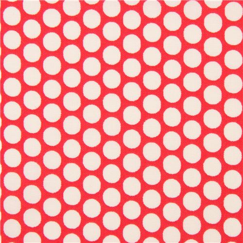 red fabric with light cream dot circle 2