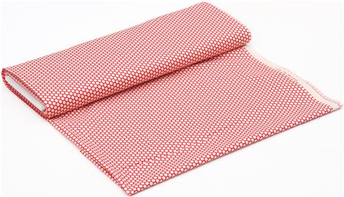 red fabric with light cream dot circle 3