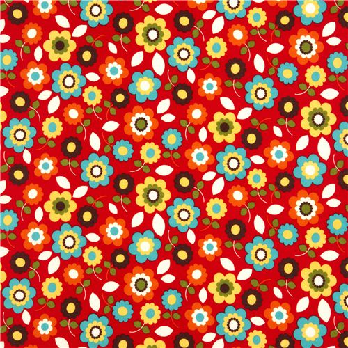 red flannel fabric colourful flowers de Robert Kaufman 2