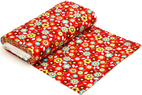 red flannel fabric colourful flowers de Robert Kaufman 3