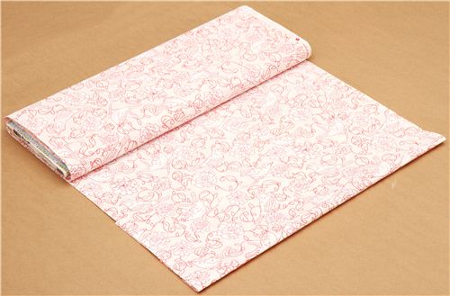 red flower and bird animal fabric par Robert Kaufman 3