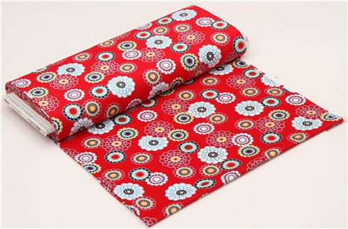 red flower corduroy fabric de Robert Kaufman USA 3