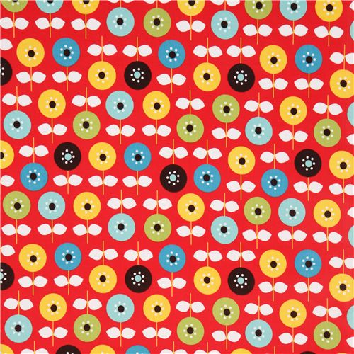 red flower corduroy fabric by Robert Kaufman from the USA 2
