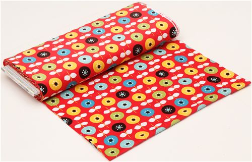 red flower corduroy fabric by Robert Kaufman from the USA 3