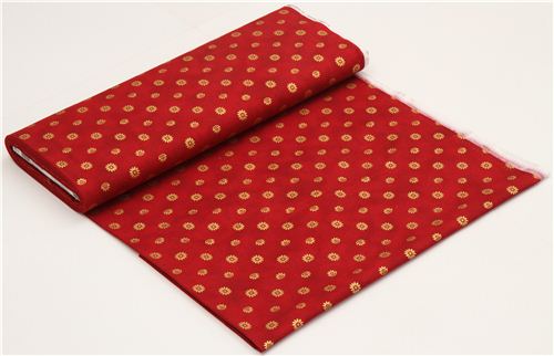 red flower fabric with golden flowers Robert Kaufman USA 3