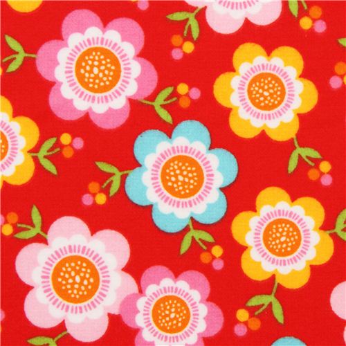 Red Flower Flannel Fabric By Robert Kaufman Usa Fabric By Robert Kaufman Modes4u