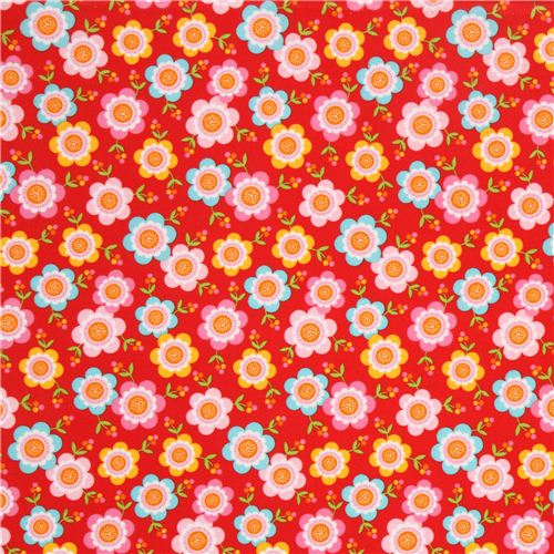 roter Blumen Flanellstoff von Robert Kaufman USA 2