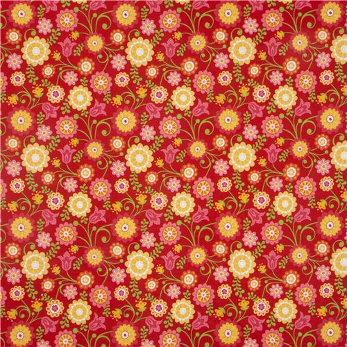 red flower flannel fabric from the USA by Riley Blake 2