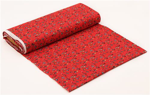 red flower pattern birch knit organic fabric USA 4