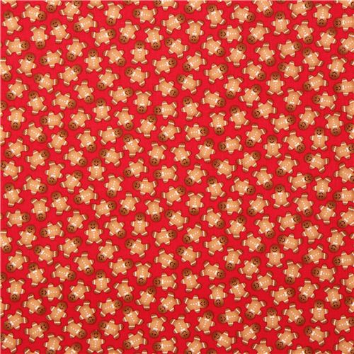 red gingerbread man Christmas fabric by Timeless Treasures - Christmas