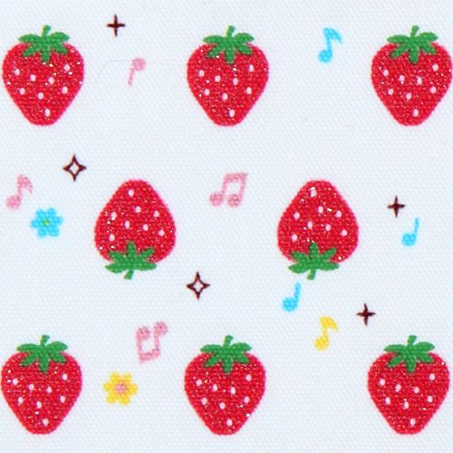 red glitter strawberry fabric musical notes Kokka Japan 1