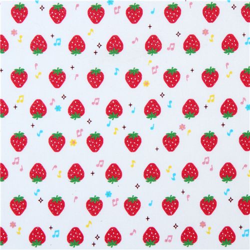 red glitter strawberry fabric musical notes Kokka Japan 2