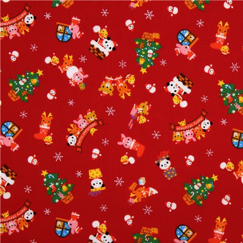 red kawaii Christmas fabric panda Santa Claus 2